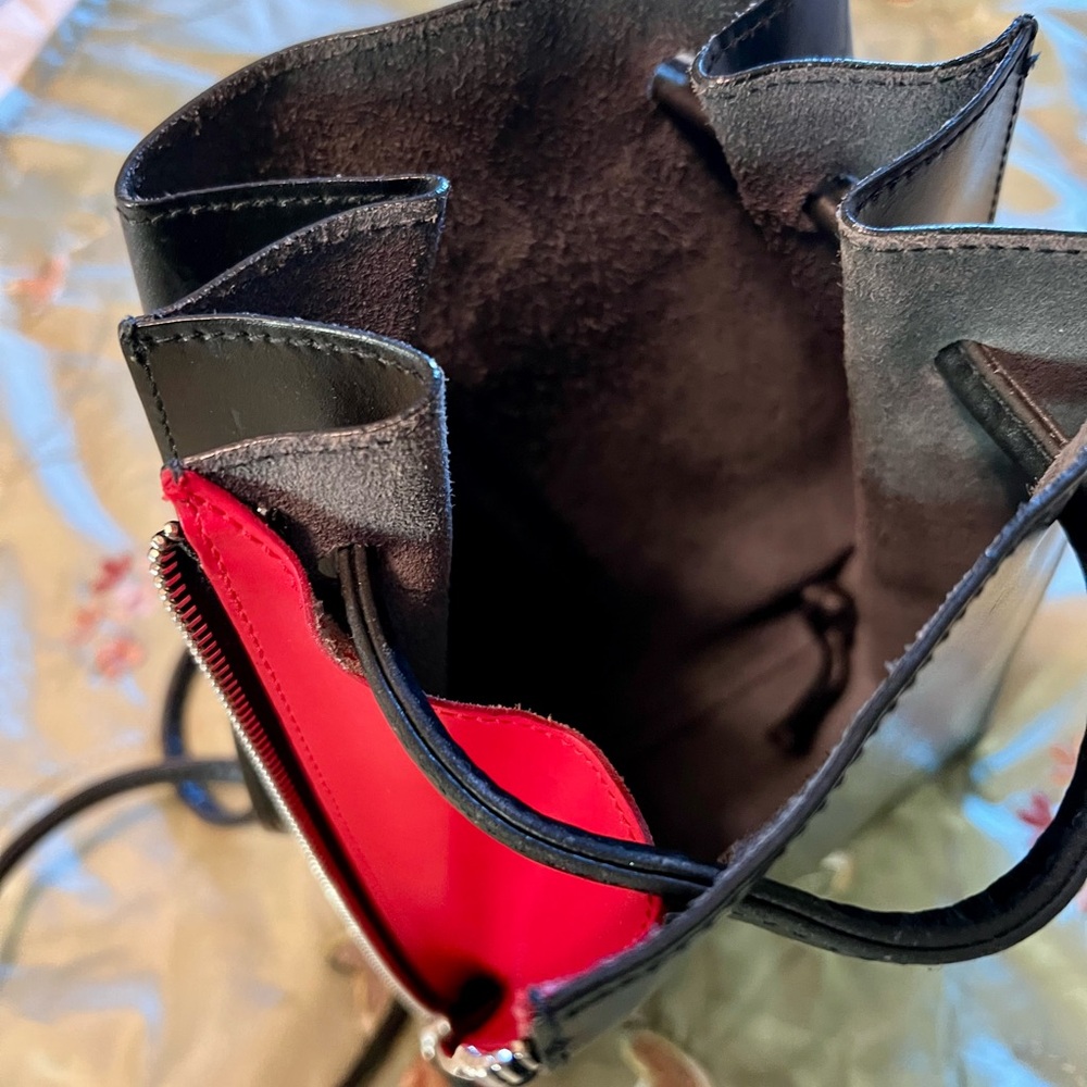 Furla backpack bag, 10”x7”x2.5”, black/red with side zipper. Pre-owned - Picture 5 of 7